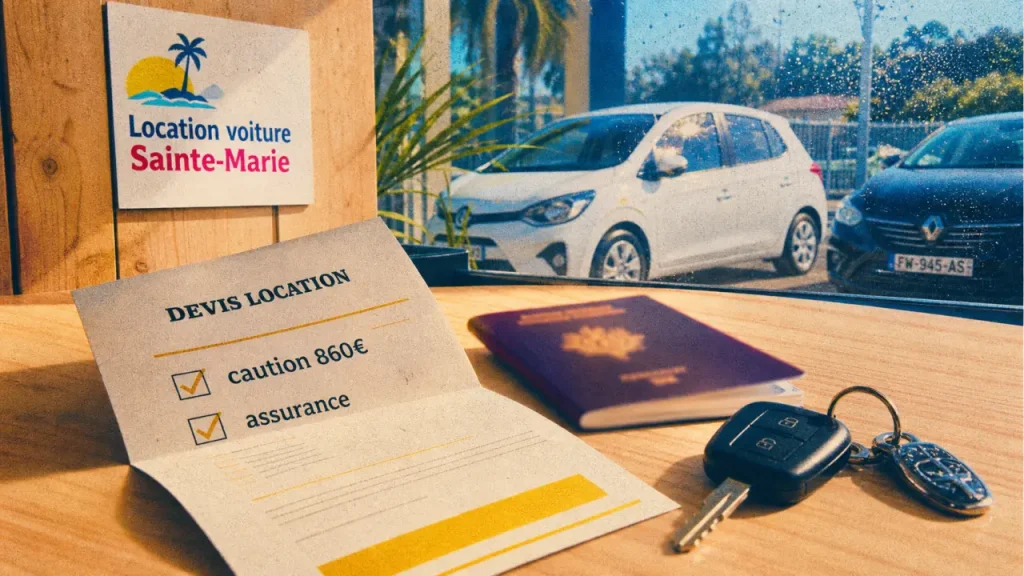 Location voiture Sainte-Marie Martinique : caution 860 € et devis en agence