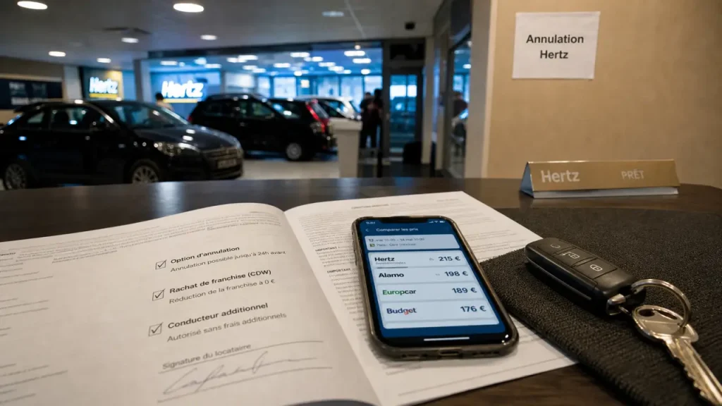 Location voiture Hertz : annulation à 2 jours en agence