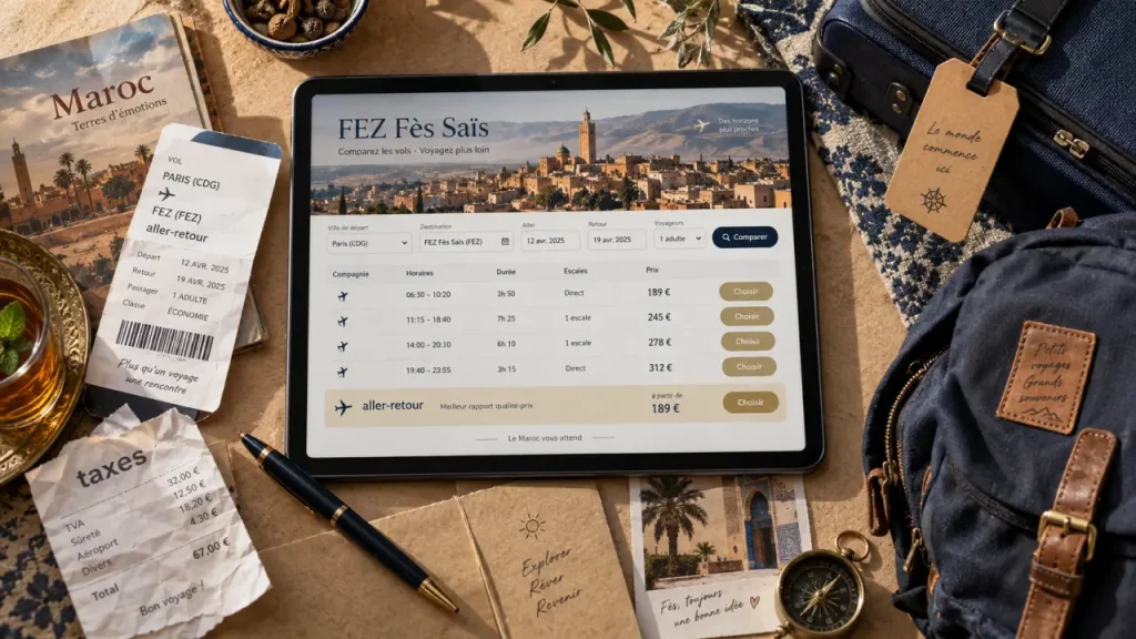 Billet avion Fes : prix septembre moins cher qu’août