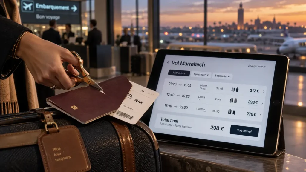 Billet avion Marrakech : comparateur prix et bagages sur valise cabine