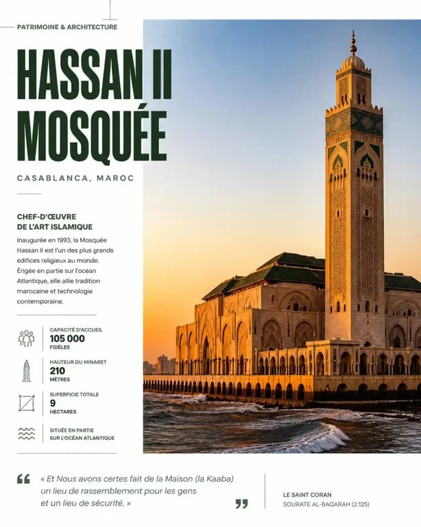 Mosquée Hassan II à Casablanca, incontournable pour votre voyage avec un billet avion pour Casablanca