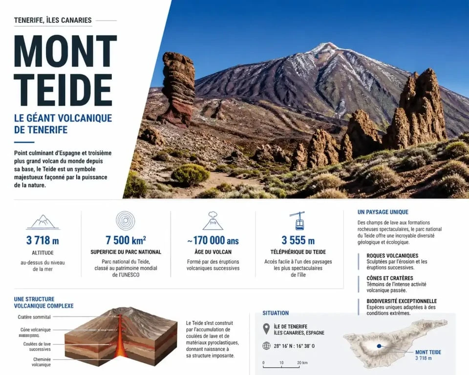 Paysage volcanique du Mont Teide à Tenerife pour un voyage aux Canaries pas cher